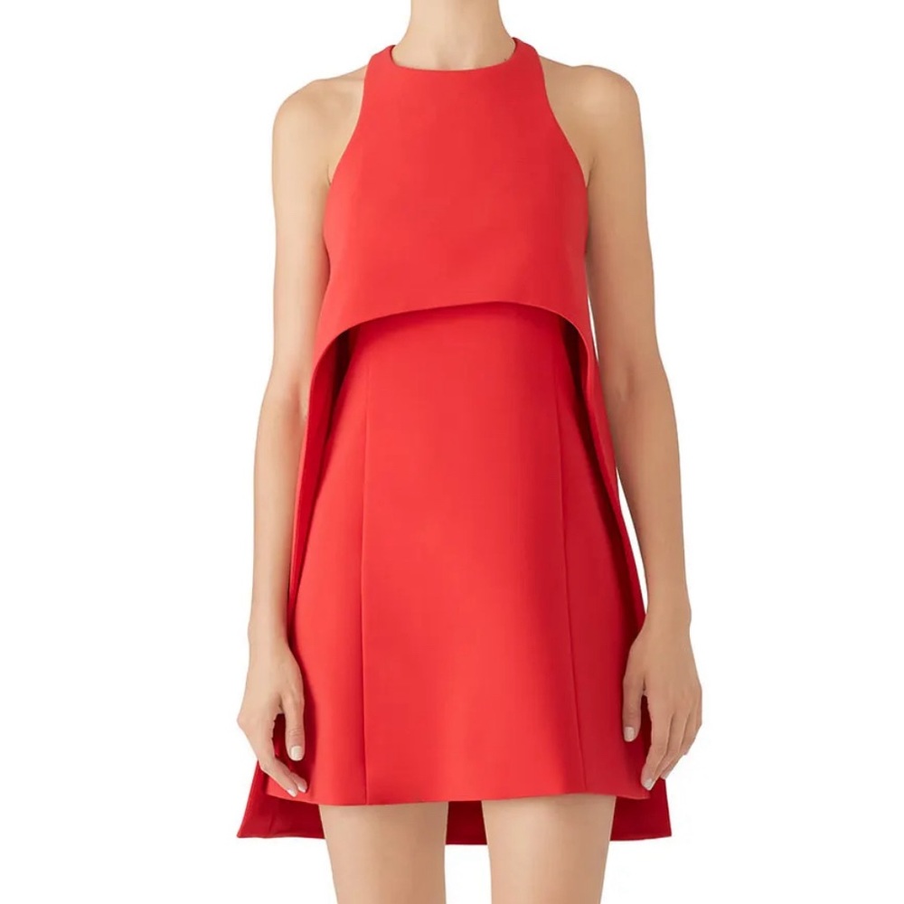 KAUFMAN FRANCO Red Layer Halter Dress